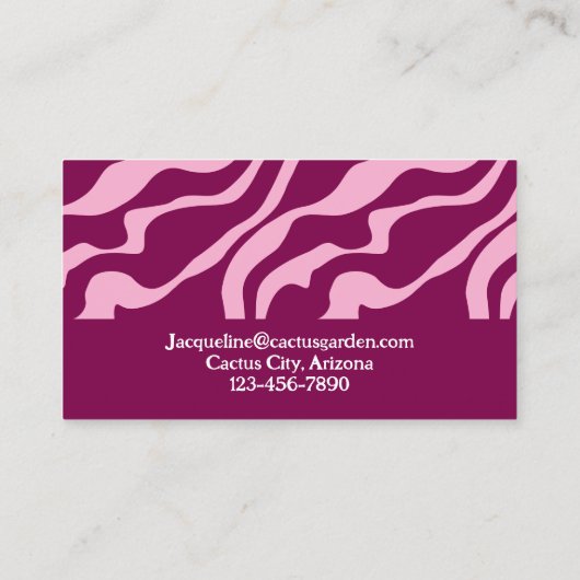 Custom Retro Zebra Stripes Wavy Lines Magenta Pink Visitekaartje (Achterkant)