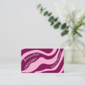 Custom Retro Zebra Stripes Wavy Lines Magenta Pink Visitekaartje (Staand voorkant)