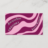 Custom Retro Zebra Stripes Wavy Lines Magenta Pink Visitekaartje (Voorkant)