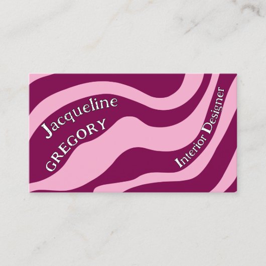 Custom Retro Zebra Stripes Wavy Lines Magenta Pink Visitekaartje (Voorkant)