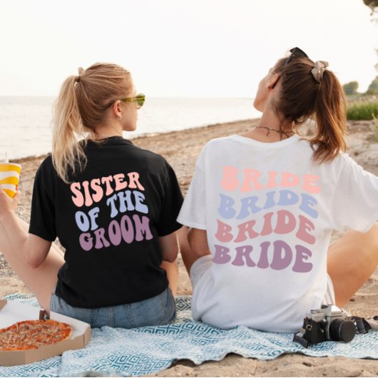 Custom Retro Zuster van de bruidegom bruiloft T-shirt