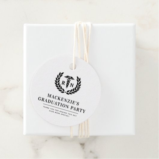 Custom RN Nursing School Graduation Party Bedankjes Labels (In situ)