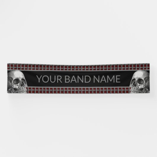 Custom Rock Band Skull Heavy Metal Music Festival Spandoek (Horizontaal)
