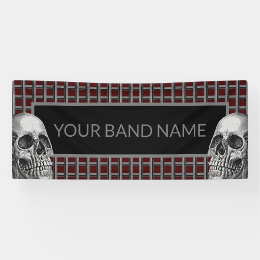 Custom Rock Band Skull Heavy Metal Music Festival Spandoek (Horizontaal)