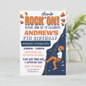Custom Rock Climbing Birthday Party Invitation Kaart (Staand voorkant)