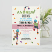 Custom Rock Climbing Birthday Party Invitation Kaart (Staand voorkant)