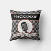 Custom Rock & Roll Music Singer Retro Microphone T Kussen (Achterkant)