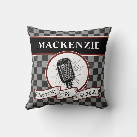 Custom Rock & Roll Music Singer Retro Microphone T Kussen (Achterkant)