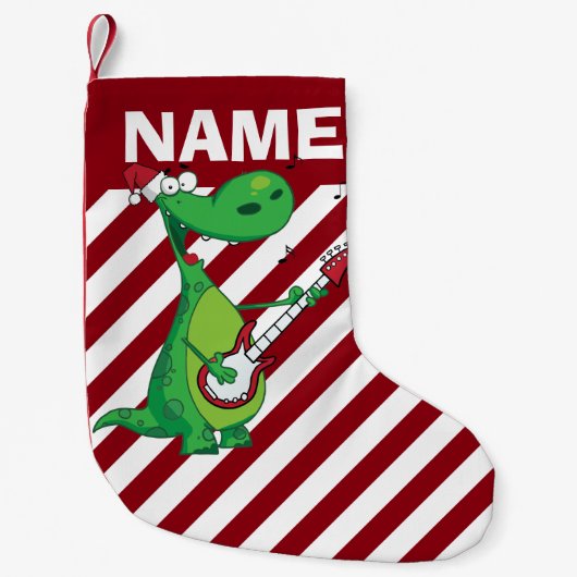 Custom Rockin Dinosaur w/Guitar Kleine Kerstsok (Voorkant)