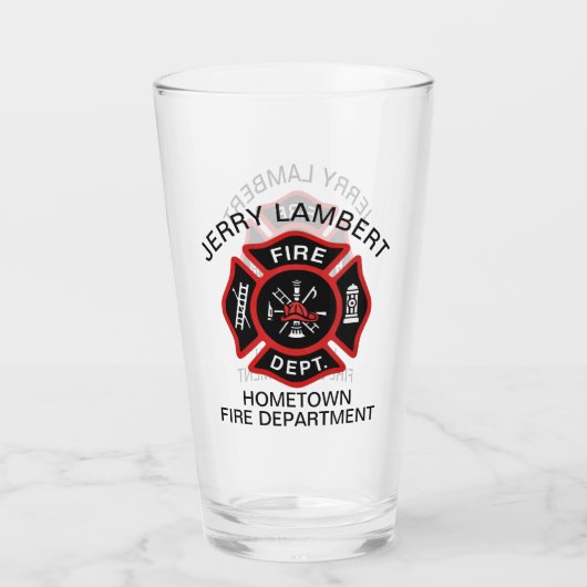 Custom Rode Brandweer Brandweer Badge Glas (Achterkant)