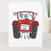 Custom Rode Tractor Country Barn Rustieke Bruiloft Kaart (Voorkant)