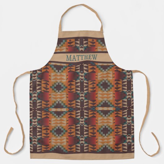 Custom Rood Bruin Blauwgroen Blauw Sinaasappel Moz Schort (Voorkant)