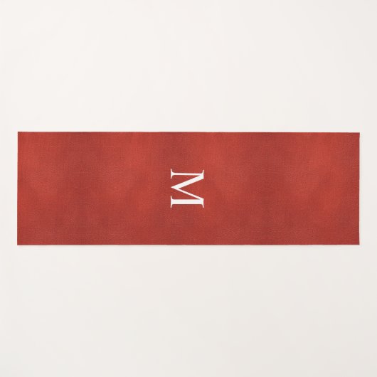 Custom Rood Bruin Faux Leer Look Monogram Yogamat (Voorkant (horizontaal))