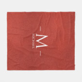 Custom Rood Bruin Leer Look Monogram Naam Fleece Deken (Voorkant (Horizontaal))