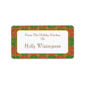 Custom Rood Groen met Golds Holday Bakken Etiket (Voorkant)