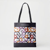 Custom Rood Paarse Sinaasappel Zwart Retro Art Pat Tote Bag (Voorkant)