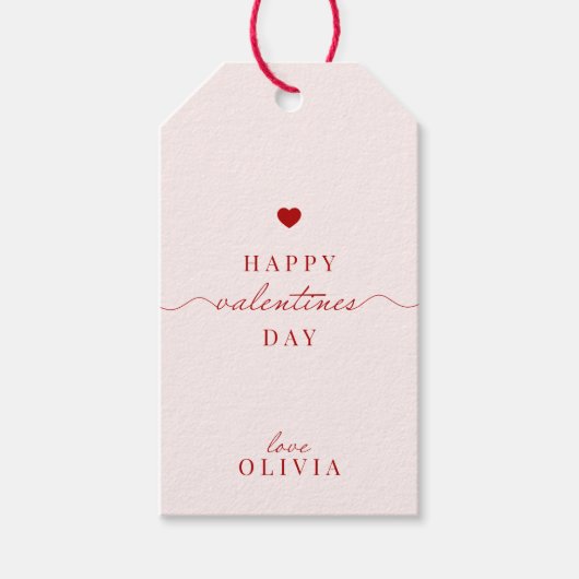 Custom rood roze eenvoudige VALENTIJN'S DAY cadeau Cadeaulabel (Voorkant)