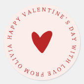 Custom rood roze eenvoudige VALENTIJN'S DAY cadeau Ronde Sticker (Voorkant)