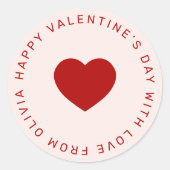 Custom rood roze eenvoudige VALENTIJN'S DAY cadeau Ronde Sticker (Voorkant)