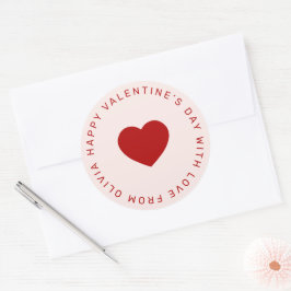 Custom rood roze eenvoudige VALENTIJN'S DAY cadeau Ronde Sticker