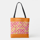 Custom Rood Roze Sinaasappel Geel Retro Art Patroo Tote Bag (Achterkant)