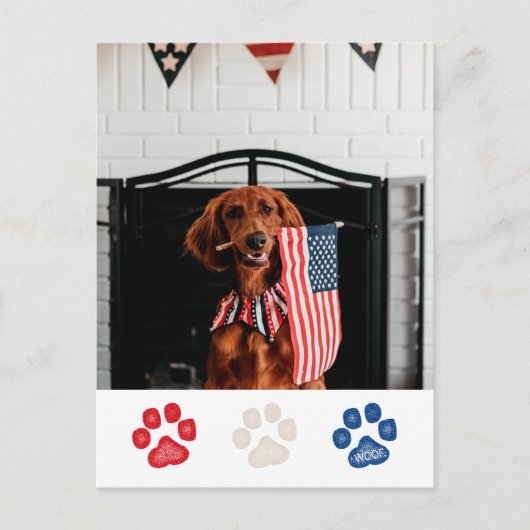 Custom Rood Wit Blauw Hond Patriottisch 4 juli Feestdagenkaart (Voorkant)