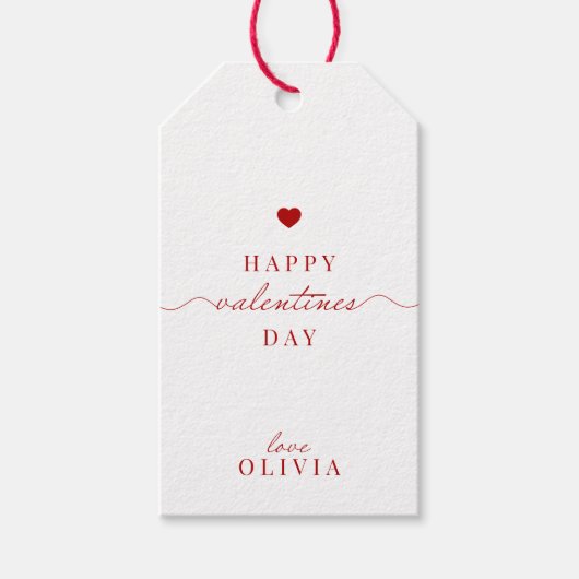 Custom rood wit eenvoudige VALENTIJN'S DAY cadeau  Cadeaulabel (Voorkant)