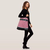 Custom Rood Wit Strepen Candy Cane, Zwart & Belt Crossbody Tas (Op model)