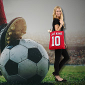 Custom Rood Wit Zwart Sport Jersey nummer Tote Bag