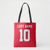 Custom Rood Wit Zwart Sport Jersey nummer Tote Bag (Voorkant)