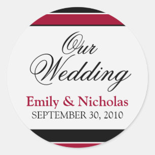 :custom: rood/zwart bruiloft uitnodiging zegel