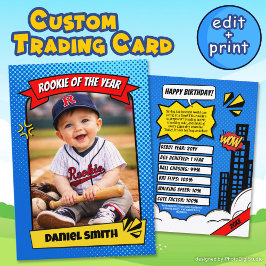 Custom Rookie Trading Card, Fun Rookie of the Year Contactkaartje