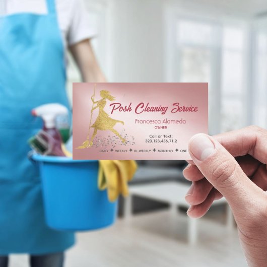 Custom Roos Gold Elegant Schoonmaak Visitekaartje