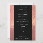 Custom Roos Gold Foil Nick Naam AFSTUDEERDER Foto Aankondiging (Achterkant)