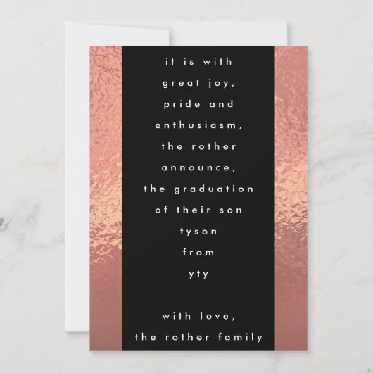 Custom Roos Gold Foil Nick Naam AFSTUDEERDER Foto Aankondiging (Achterkant)