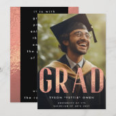 Custom Roos Gold Foil Nick Naam AFSTUDEERDER Foto Aankondiging (Voorkant / Achterkant)