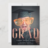 Custom Roos Gold Foil Nick Naam AFSTUDEERDER Foto Aankondiging (Voorkant)