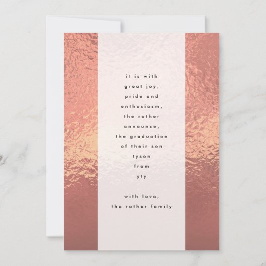 Custom Roos Gold Foil Nick Naam AFSTUDEERDER Foto Aankondiging (Achterkant)