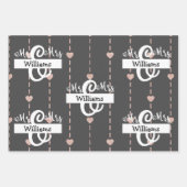 Custom Roos Gold Heart Pattern Mr & Mrs Wedding Inpakpapier Vel (Voorkant 3)