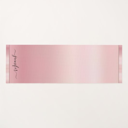 Custom Rose Gold Calligraphy Script Name Elegant Yogamat (Voorkant (horizontaal))