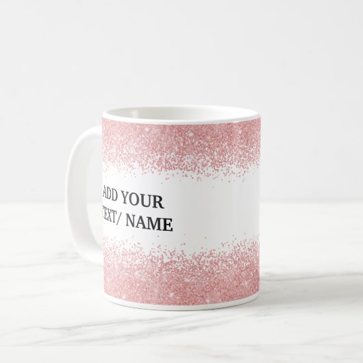 Custom Rose Gold Glitter -Personalized Name  Koffiemok (Voorkant links)