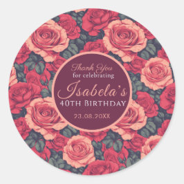 Custom Rose Themed First Birthday Ronde Sticker