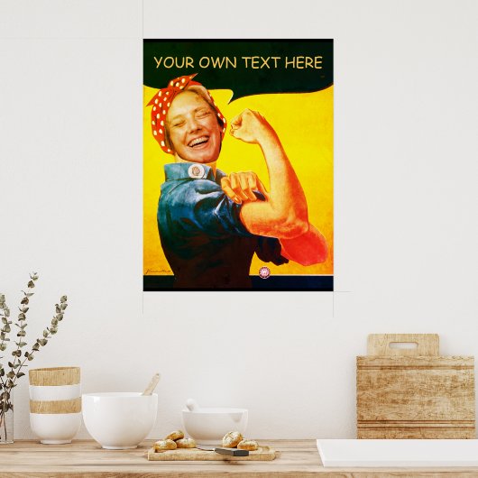 Custom Rosie de Riveter  gezicht in Hole Poster (Keuken)