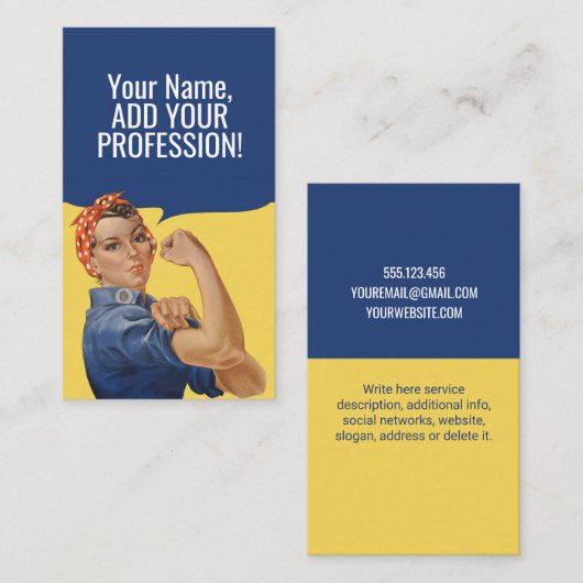 Custom Rosie The Riveter Feminist bold grappige st Visitekaartje (Voorkant / Achterkant)