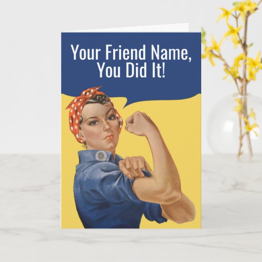Custom Rosie The Riveter Gefeliciteerd Kaart (Gele Bloem)