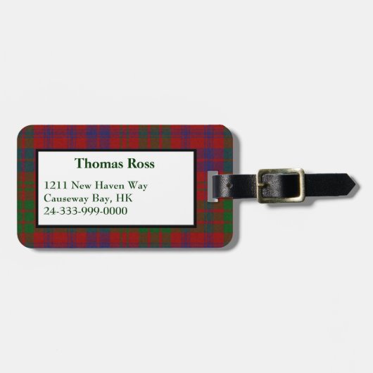 Custom Ross Tartan Pset Bagagelabel (Voorkant horizontaal)