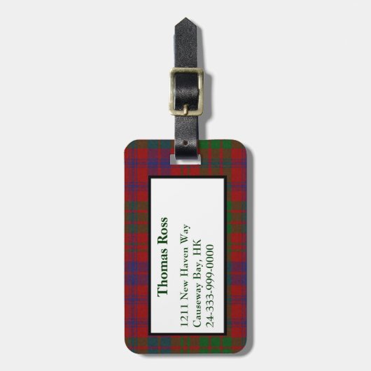 Custom Ross Tartan Pset Bagagelabel (Voorkant verticaal)