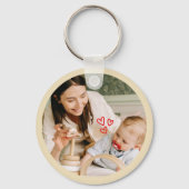 Custom Round Birthday Photo Beige & Turquoise Sleutelhanger (Achterkant)