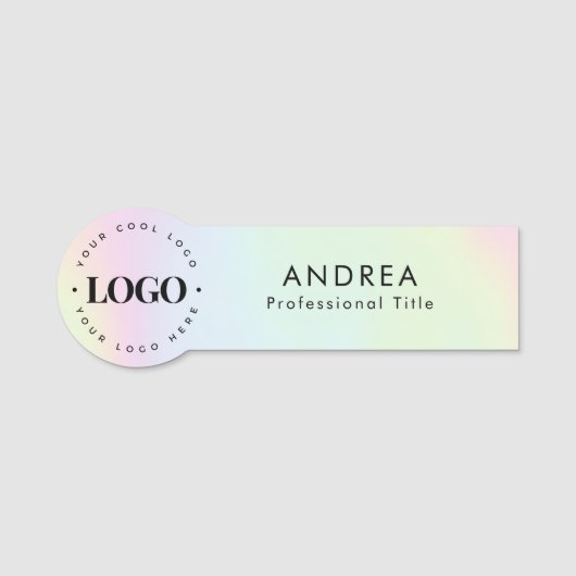 Custom Round Company Business Logo Holographic Naamplaatje (Voorkant)