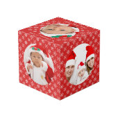 Custom Round Photos Santa Baby Red With Snowflakes Kubus (Achter hoekig)